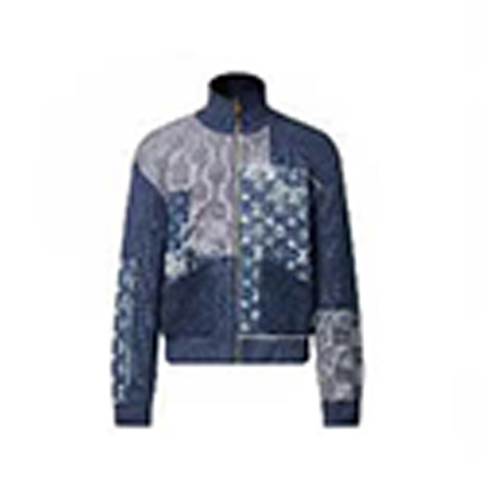lv louis vuitton patchwork zip up high neck sweatshirt